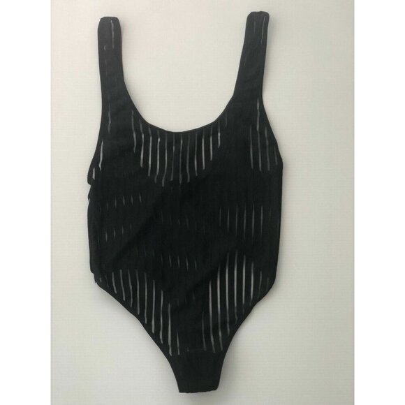 Nasty Gal Women’s Black Striped Sheer to Your Heart Bodysuit Size S Sexy Stretch - Picture 4 of 9